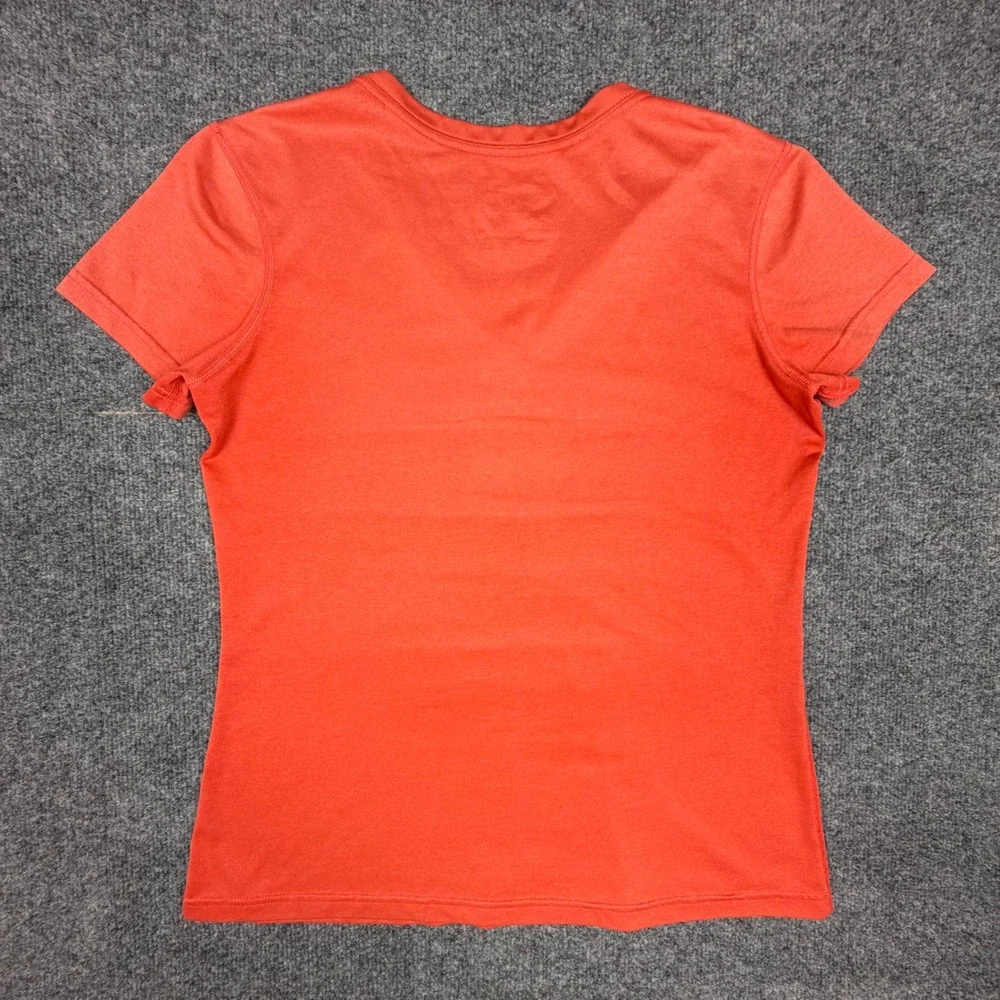 Nike Dri-FIT Womens V-Neck Short Sleeve Athletic T-Shirt Orange‎ Heather Medium